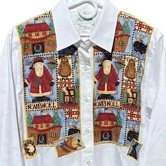 The Quacker Factory button down shirt/holiday/Noah’s Ark design size M - Picture 13 of 13